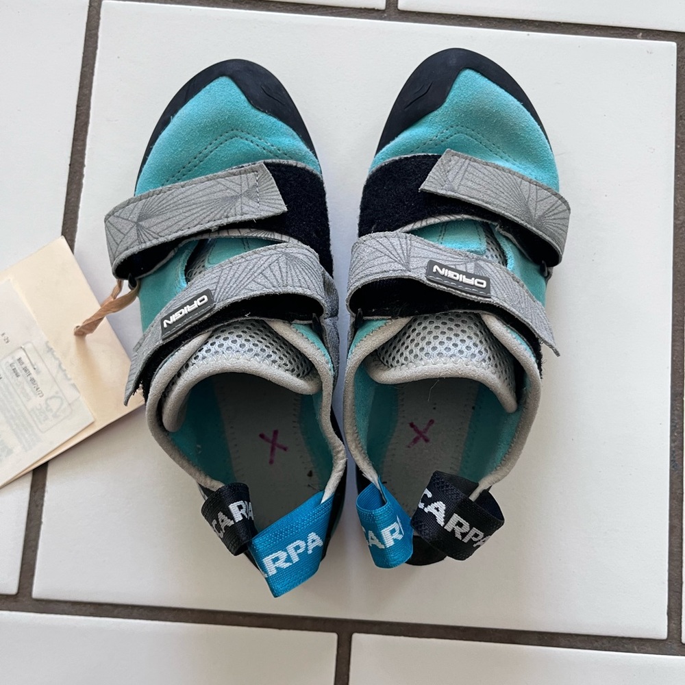 Scarpa Teal Black Gray Women's Climbing Shoes